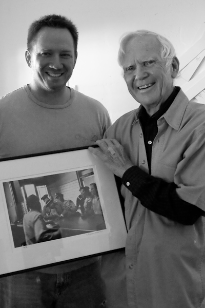 Me with Charles Moore and famous photography of Dr. King's arrest. This image started a media firestorm.